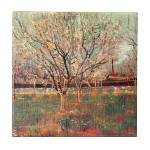 Orchard in Blossom, Plum Trees by Vincent van Gogh Tile