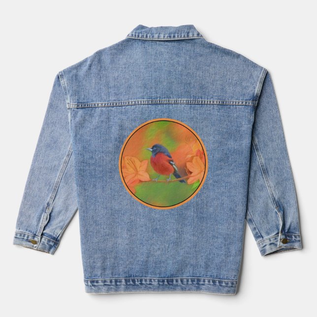 Orchard Oriole Songbird Painting Original Bird Art Denim Jacket (Back)