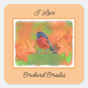Orchard Oriole Songbird Painting Original Bird Art Square Sticker
