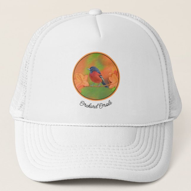 Orchard Oriole Songbird Painting Original Bird Art Trucker Hat (Front)