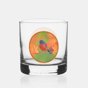 Orchard Oriole Songbird Painting Original Bird Art Whiskey Glass