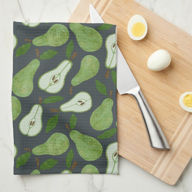 Orchard Pear fruit pattern Tea Towel (Quarter Fold)