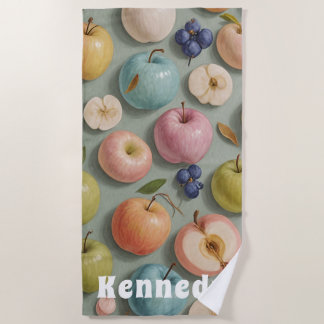 Orchard Whimsy: Pastel Fruit Beach Towel