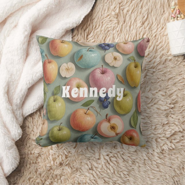 Orchard Whimsy: Pastel Fruit Cushion (Blanket)