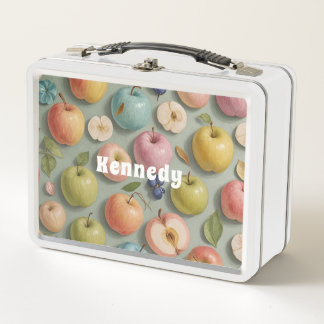 Orchard Whimsy: Pastel Fruit Metal Lunch Box