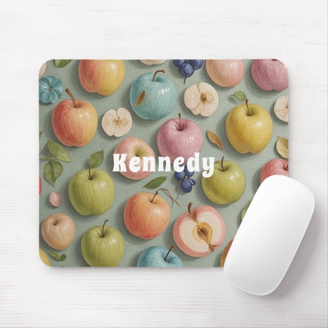 Orchard Whimsy: Pastel Fruit Mouse Mat (With Mouse)