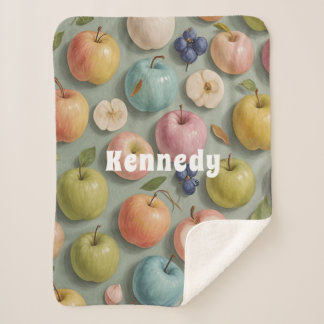 Orchard Whimsy: Pastel Fruit Sherpa Blanket