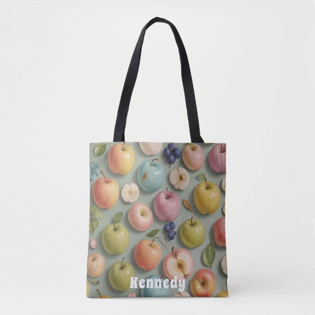 Orchard Whimsy: Pastel Fruit Tote Bag (Front)