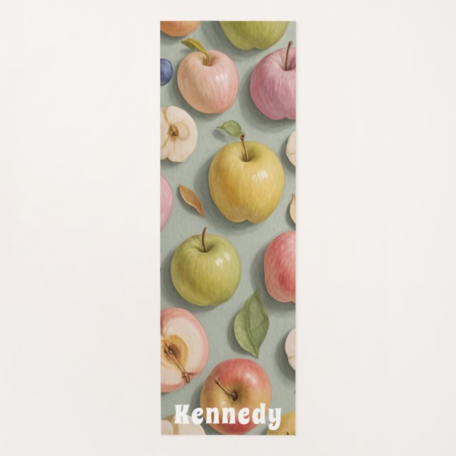 Orchard Whimsy: Pastel Fruit Yoga Mat (Front)