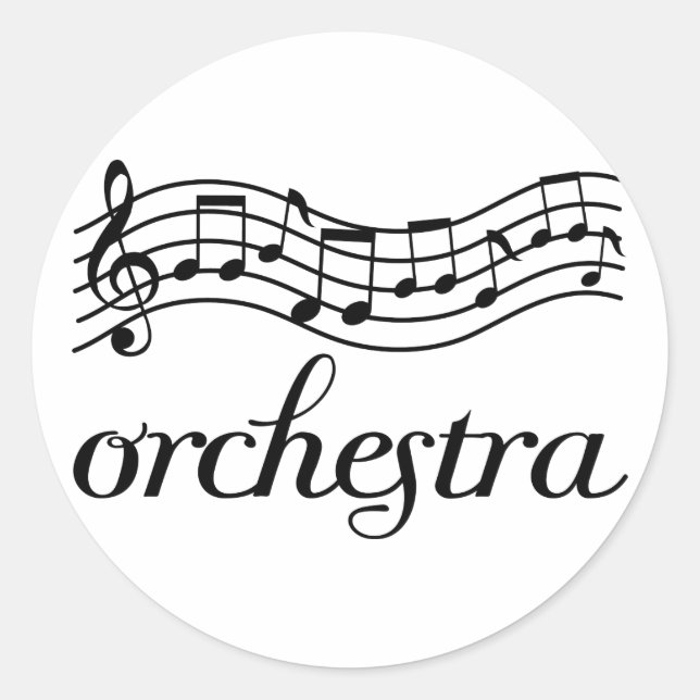 Orchestra Black Staff Classic Round Sticker (Front)