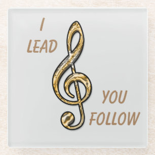 Orchestra Conductor Band Leader Gold Clef Musical Glass Coaster
