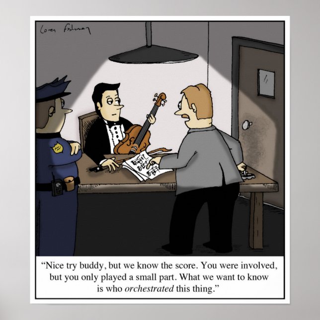 Orchestra Musician Classical Music Cartoon Poster (Front)