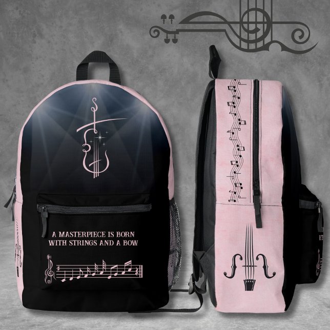 Orchestra Pink Violin Treble Clef Backpack (Unique gift idea for the dedicated orchestra student)