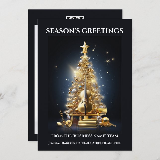 Orchestral instruments christmas violin cello  holiday card (Front/Back)