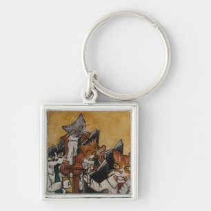 Orchestral Violin Music Cats Key Ring
