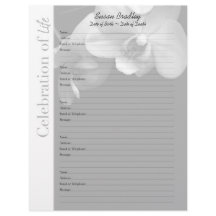 Orchid 1 Memorial Guest Book Custom Filler Pages