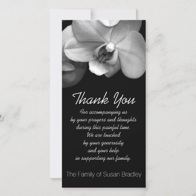 Orchid 1 Sympathy Thank you Photo Card (Front)