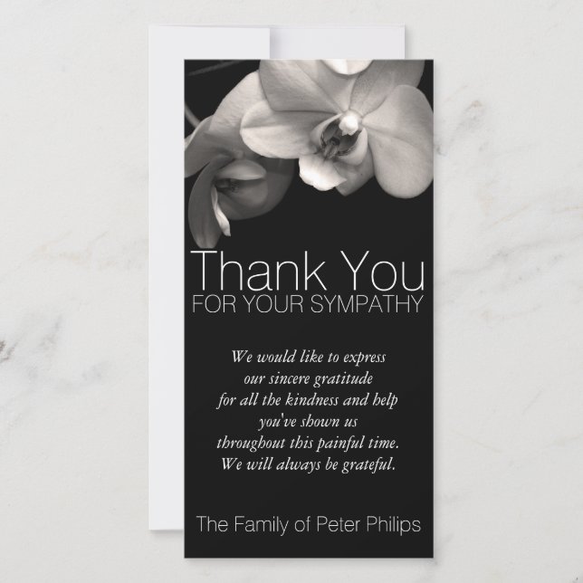 Orchid 2b Sympathy Thank you Photo Card (Front)