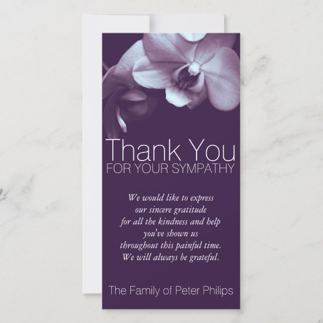 Orchid 3b Dark Purple Sympathy Thank You Photo C (Front)
