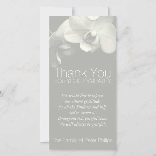 Orchid 6b Sympathy Thank you Photo Card (Front)