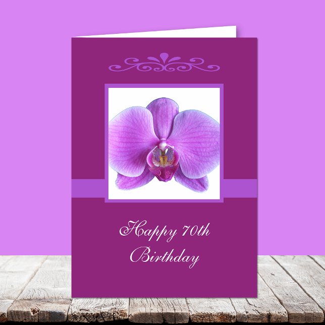 Orchid 70th Birthday Card (Creator Uploaded)