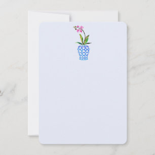 Orchid and chinoiserie blue Flat Thank You Card