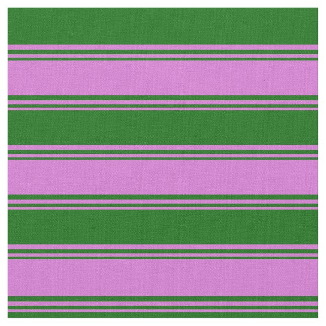 Orchid and Dark Green Coloured Pattern of Stripes Fabric (Close Up)