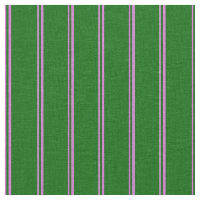 Orchid and Dark Green Coloured Stripes Pattern Fabric (Close Up)