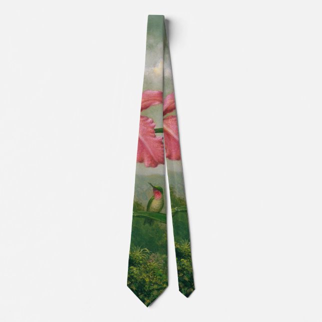 Orchid and Hummingbird 1902 Tie (Front)