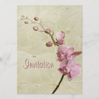 Orchid and Leaf texture Invitation