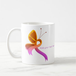 Orchid and Orange Awareness Ribbon Butterfly Coffee Mug
