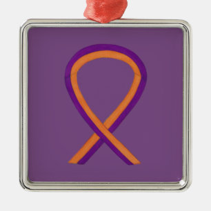 Orchid and Orange Awareness Ribbon Custom Ornament