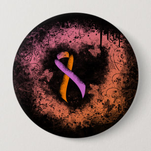 Orchid and Orange Awareness Ribbon Grunge Heart 10 Cm Round Badge