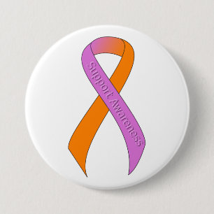 Orchid and Orange Ribbon Support Awareness 7.5 Cm Round Badge