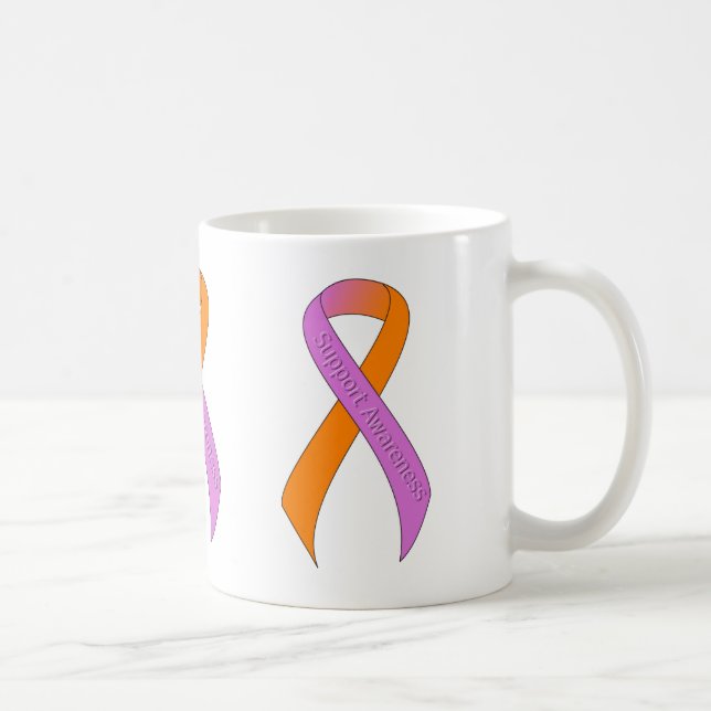 Orchid and Orange Ribbon Support Awareness Coffee Mug (Right)