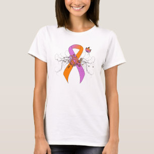 Orchid and Orange Ribbon with Butterfly T-Shirt