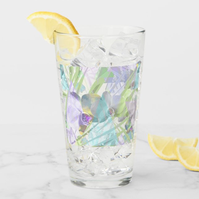 Orchid and palm leaves, tropical glass (Front Ice)