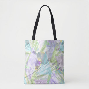 Orchid and palm leaves, tropical tote bag