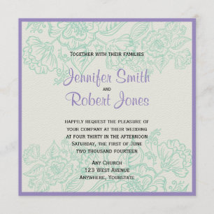 Orchid and Teal Bohemian Flower Wedding Invitation