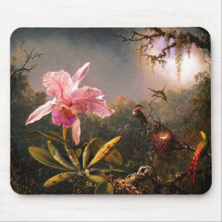 Orchid and Three Brazilian Hummingbirds Mouse Mat
