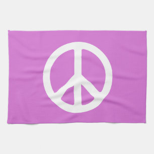 Orchid and White Peace Symbol Tea Towel