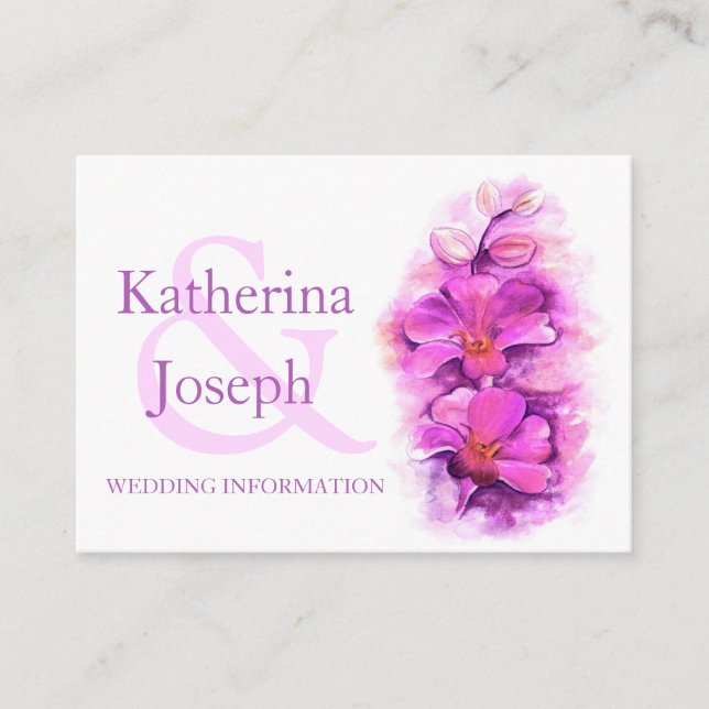 Orchid art wedding info enclosure card (Front)