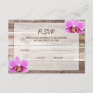 Orchid Barn Wood Wedding RSVP Response Card
