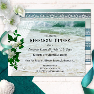 Orchid Beach Lace Rehearsal Dinner Invitation