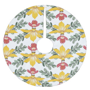 Orchid Beauty: Floral Pattern Elegance. Brushed Polyester Tree Skirt