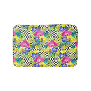 Orchid Begonia And Palm Leaves Bath Mat