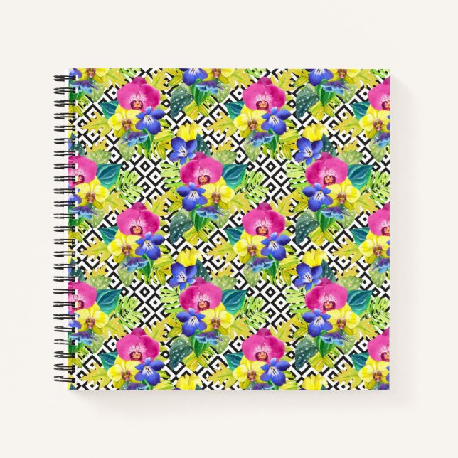 Orchid Begonia And Palm Leaves Notebook (Front)