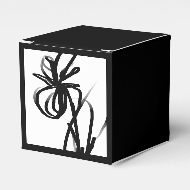 Orchid Blanc: Abstract White & Black Favour Box (Front Side)