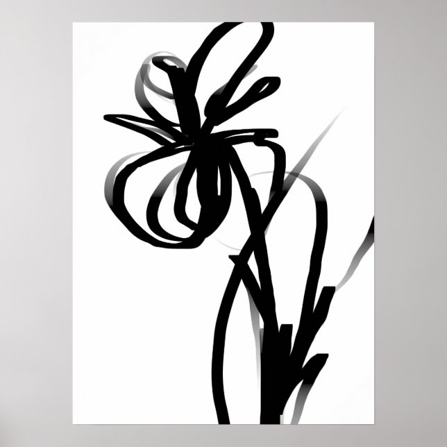 Orchid Blanc: Abstract White & Black Poster (Front)