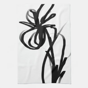 Orchid Blanc: Abstract White & Black Tea Towel